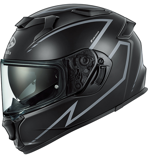 OGK Kabuto Kamui-5 Helmet Spria Flat-Black-Grey