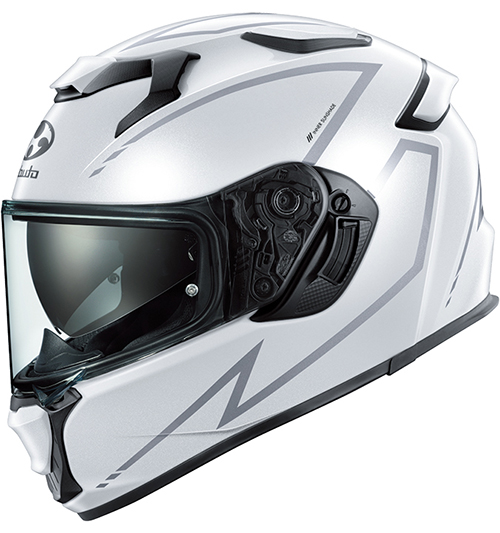 OGK Kabuto Kamui-5 Helmet Spria Pearl-White-Silver